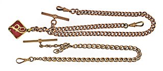 Lot of two gold pocket watch chains
