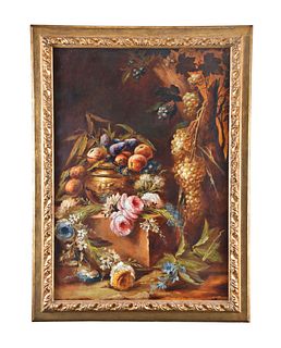 A large 20th century oil on canvas still life in 19th century style