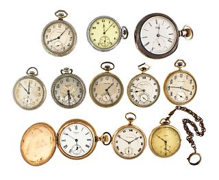 Lot of eleven American pocket watches