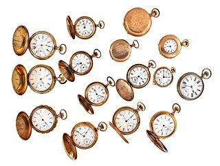 Lot of 13 American pocket watches