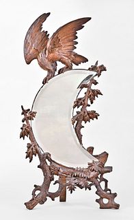 Finely Carved German Black Forest Table Mirror