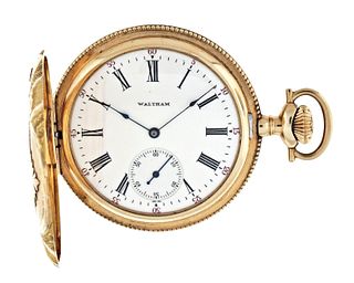 An attractive 12 size Waltham pocket watch with four color gold case