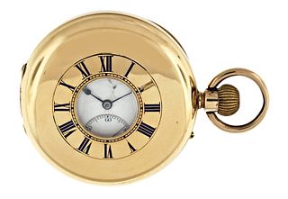 A late 19th century gold keyless lever pocket watch signed P.& A. Guye