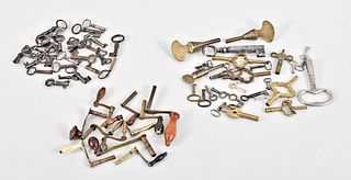 A lot of old lock keys, clock and watch keys, and crank style Vienna regulator keys
