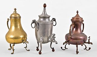 A lot of three 18th and 19th century hot water urns