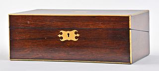 Traveling Writing Desk in Rosewood with Brass Bound Edges