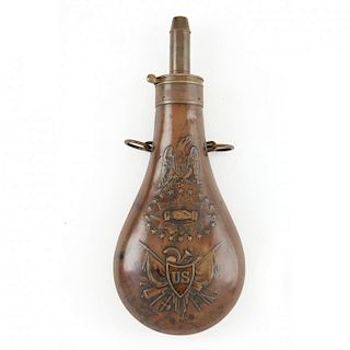 Batty Martial "Peace" Powder Flask Dated 1854 