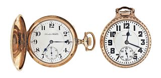 A lot of two 21 jewel Hamilton pocket watches