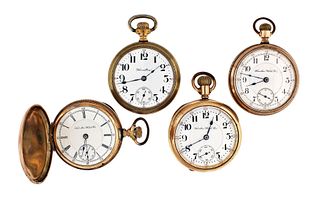 A lot of four 18 size Hamilton pocket watches