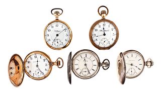 A lot of five 18 size Illinois pocket watches