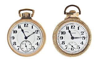 A lot of two 16 size 21 jewel Illinois pocket watches