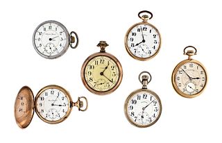 A lot of six 16 and 18 size Illinois pocket watches