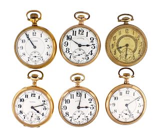 A lot of six 16 size Illinois pocket watches