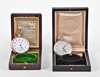 A lot of two Howard Keystone 12 size pocket watches with original boxes