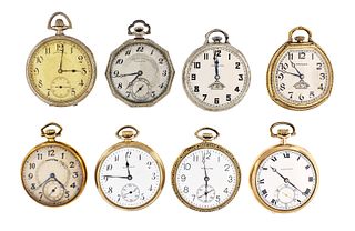 A lot of eight 12 size Hamilton pocket watches including two grade 920