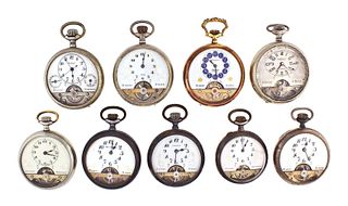 A lot of eight Hebdomas 8 day pocket watches