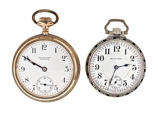 A lot of two American pocket watches by Ball and South Bend