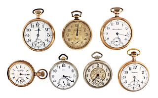 Lot of eight American pocket watches