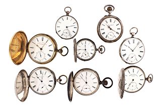 A lot of fifteen Swiss pocket watches including one with American eagle and portrait of Washington