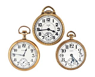 A lot of three 16 size Elgin pocket watches