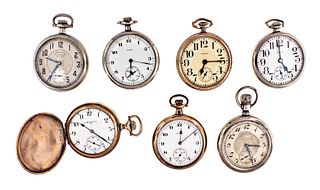 A lot of seven 16 size Elgin pocket watches