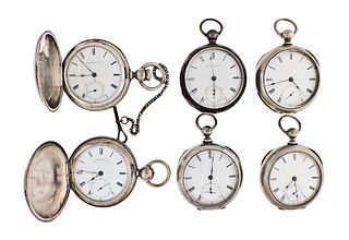 A lot of six 18 size keywound Waltham model 1857 pocket watches