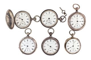 A lot of six 18 size Waltham keywound pocket watches