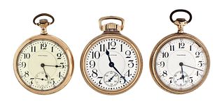 A lot of three 16 size Waltham jewel pocket watches