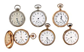 A lot of six 16 size Waltham pocket watches