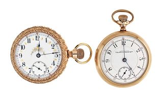 A lot of two 18 size Waltham pocket watches one with O'Hara style dial