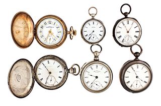 A lot of six Waltham pocket watches including five keywound