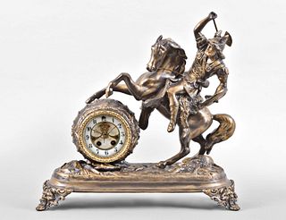 Gilbert Clock Co. Hercules figural mantel clock