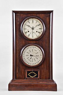 L. F. and W. W. Carter double dial calendar clock.