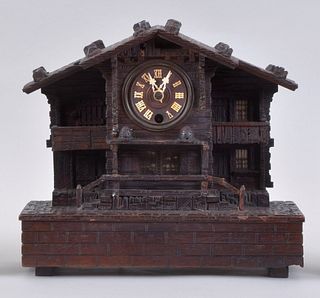 Miniature Black Forest Shelf Clock with Music Box