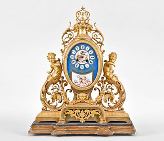 A third quarter 19th century French gilt bronze mantel clock