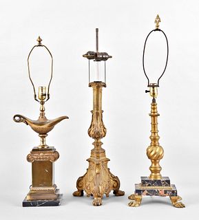 A lot of three decorative 20th century table lamps