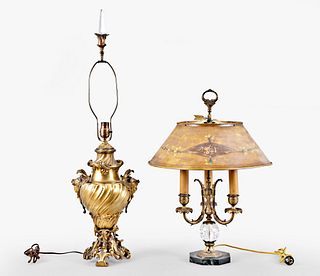 A lot of two decorative 20th century table lamps