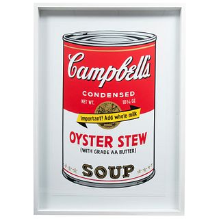 ANDY WARHOL. II. 59: Campbell's Soup II, Oyster Stew. Con sello en la parte posterior. Serigrafía sin número de tiraje.