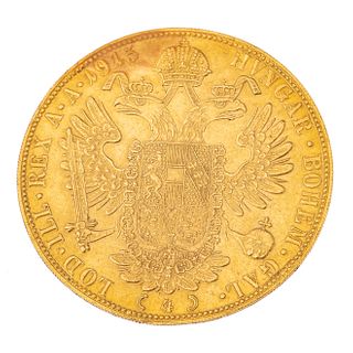 Moneda Franc. I. D. G. Avstriae Imperator en oro amarillo de  21k. Peso: 14.0 g.