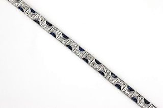 An Art Deco diamond and gem bracelet