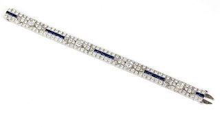 An Art Deco diamond and sapphire bracelet