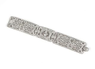 A late Art Deco diamond and platinum bracelet