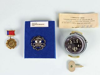 Russian Navy Diving Medal, Badge & Depth Gauge