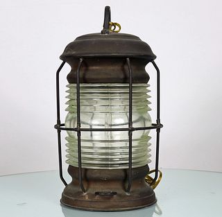 Vintage Brass & Copper Ships Anchor Lamp Lantern