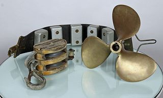 Brass Propeller, Homemade Rubber Belt and Ships Pulley