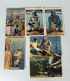6 Original Hardhat Diver Postcards