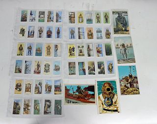 50 Diving Cigarette Cards & 5 Tarpon Springs Postcards