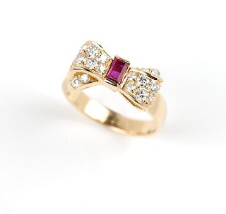A diamond and ruby bow ring, Van Cleef & Arpels