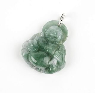 A jadeite carved Buddha pendant