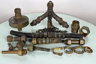 Grouping Of Brass Divers Air Fittings & Tools